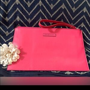 Vera Bradley Vibrant Pink , White and Red Leather Wristlet NWOT